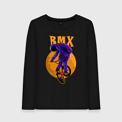 Лонгслив хлопковый женский BMX - moon - space, цвет: черный