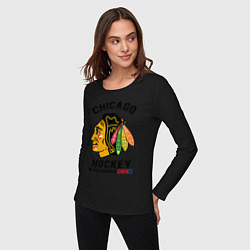Лонгслив хлопковый женский CHICAGO BLACKHAWKS NHL, цвет: черный — фото 2
