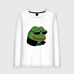 Лонгслив хлопковый женский Pepe в очках EZ, цвет: белый