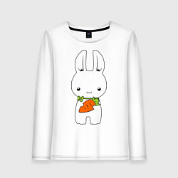 Лонгслив хлопковый женский Зайчик с морковкой, цвет: белый