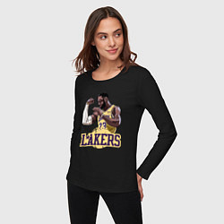 Лонгслив хлопковый женский LeBron - Lakers, цвет: черный — фото 2