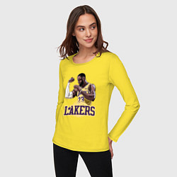Лонгслив хлопковый женский LeBron - Lakers, цвет: желтый — фото 2