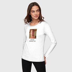 Лонгслив хлопковый женский He had dreams too, цвет: белый — фото 2