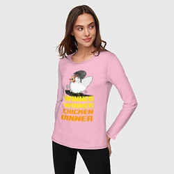 Лонгслив хлопковый женский PUBG Winner Chicken Dinner, цвет: светло-розовый — фото 2