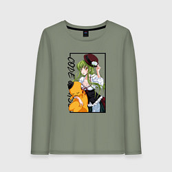 Лонгслив хлопковый женский C C Код Гиас, цвет: авокадо