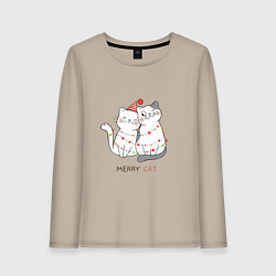 Лонгслив хлопковый женский Merry Cat, цвет: миндальный