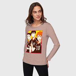 Лонгслив хлопковый женский Haikyuu Haikyu Haikuu, цвет: пыльно-розовый — фото 2