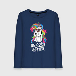 Лонгслив хлопковый женский Unicorn hipster, цвет: тёмно-синий