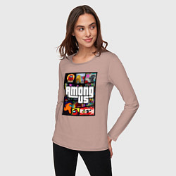 Лонгслив хлопковый женский AMONG US GTA, цвет: пыльно-розовый — фото 2