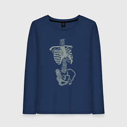 Лонгслив хлопковый женский Скелет, цвет: тёмно-синий