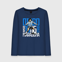 Лонгслив хлопковый женский 10 Diego Maradona, цвет: тёмно-синий