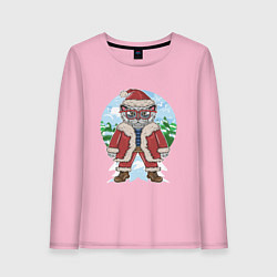 Лонгслив хлопковый женский Christmas Cat, цвет: светло-розовый