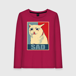 Лонгслив хлопковый женский Sad Cat, цвет: маджента