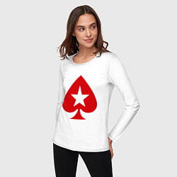Лонгслив хлопковый женский Покер Пики Poker Stars, цвет: белый — фото 2