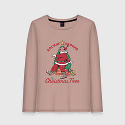 Лонгслив хлопковый женский Rockin Santa, цвет: пыльно-розовый