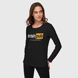 Лонгслив хлопковый женский Irish Pub, цвет: черный — фото 2