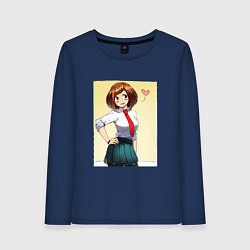 Лонгслив хлопковый женский Ochako Uraraka, цвет: тёмно-синий