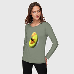 Лонгслив хлопковый женский Авокадо, цвет: авокадо — фото 2