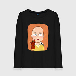 Лонгслив хлопковый женский Сайтама One Punch Man, цвет: черный