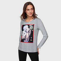 Лонгслив хлопковый женский Сатору гото С кошечкой, цвет: меланж — фото 2