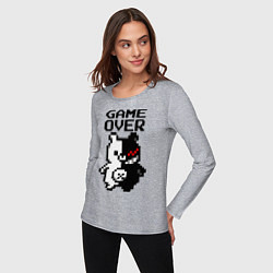Лонгслив хлопковый женский MONOKUMA GAME OVER, цвет: меланж — фото 2