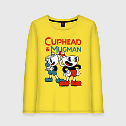 Лонгслив хлопковый женский Cuphead & Mugman, цвет: желтый