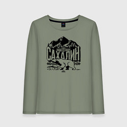 Лонгслив хлопковый женский Остров Сахалин, цвет: авокадо