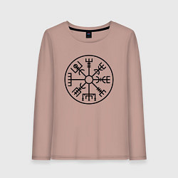 Лонгслив хлопковый женский Вегвизир Гальдрастав Z, цвет: пыльно-розовый