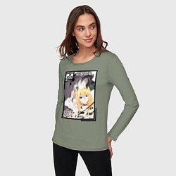 Лонгслив хлопковый женский Ангел кровопролития, цвет: авокадо — фото 2