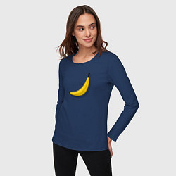 Лонгслив хлопковый женский Самый обычный банан, цвет: тёмно-синий — фото 2