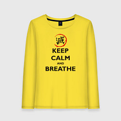 Лонгслив хлопковый женский KEEP CALM and BREATHE, цвет: желтый