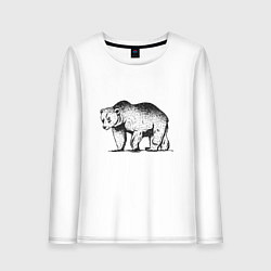 Лонгслив хлопковый женский Медведь Гризли Grizzly Bear, цвет: белый