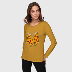 Лонгслив хлопковый женский Wu-Tang Pizza, цвет: горчичный — фото 2