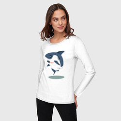 Лонгслив хлопковый женский Акуленок, цвет: белый — фото 2