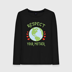 Лонгслив хлопковый женский Respect Earth, цвет: черный