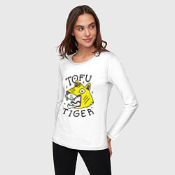 Лонгслив хлопковый женский Tofu Tiger Тигр Сыр Тофу, цвет: белый — фото 2