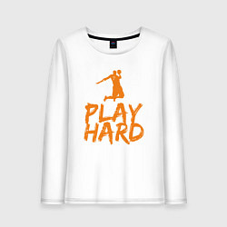 Лонгслив хлопковый женский Play Hard, цвет: белый