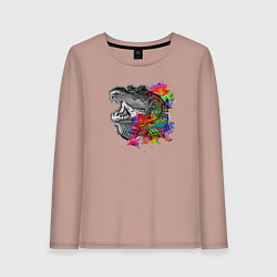 Лонгслив хлопковый женский Пасть кроодила, цвет: пыльно-розовый