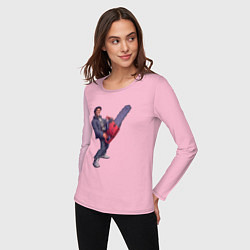Лонгслив хлопковый женский Том Круз: ретро стиль, цвет: светло-розовый — фото 2