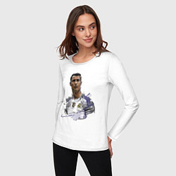 Лонгслив хлопковый женский Cristiano Ronaldo Manchester United Portugal, цвет: белый — фото 2