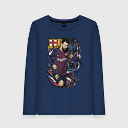 Лонгслив хлопковый женский Messi Barcelona Argentina Striker, цвет: тёмно-синий
