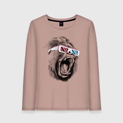 Лонгслив хлопковый женский Дикая горилла, цвет: пыльно-розовый