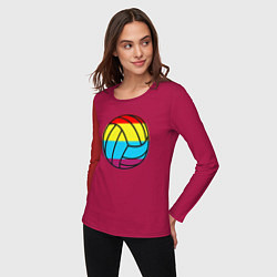 Лонгслив хлопковый женский Color Ball, цвет: маджента — фото 2