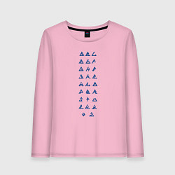 Лонгслив хлопковый женский Треугольные иконки, цвет: светло-розовый