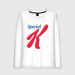 Лонгслив хлопковый женский Special k merch Essential, цвет: белый