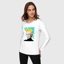 Лонгслив хлопковый женский Энди Уорхол Andy Warhol, цвет: белый — фото 2