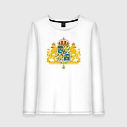 Лонгслив хлопковый женский Швеция Герб Швеции, цвет: белый
