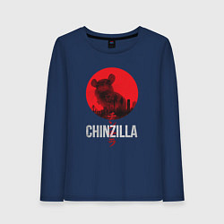 Лонгслив хлопковый женский Chinzilla white, цвет: тёмно-синий