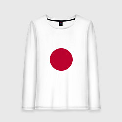 Лонгслив хлопковый женский Япония Японский флаг, цвет: белый