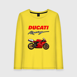 Лонгслив хлопковый женский DUCATI ДУКАТИ MOTOSPORT, цвет: желтый